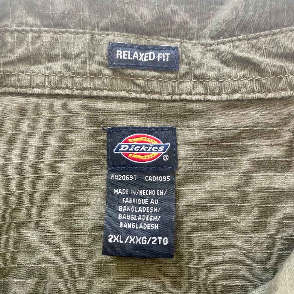 Dickies Relaxed Fit Long Sleeve Button Up Shirt Workwear Olive Green 2XL - Picture 3 of 6